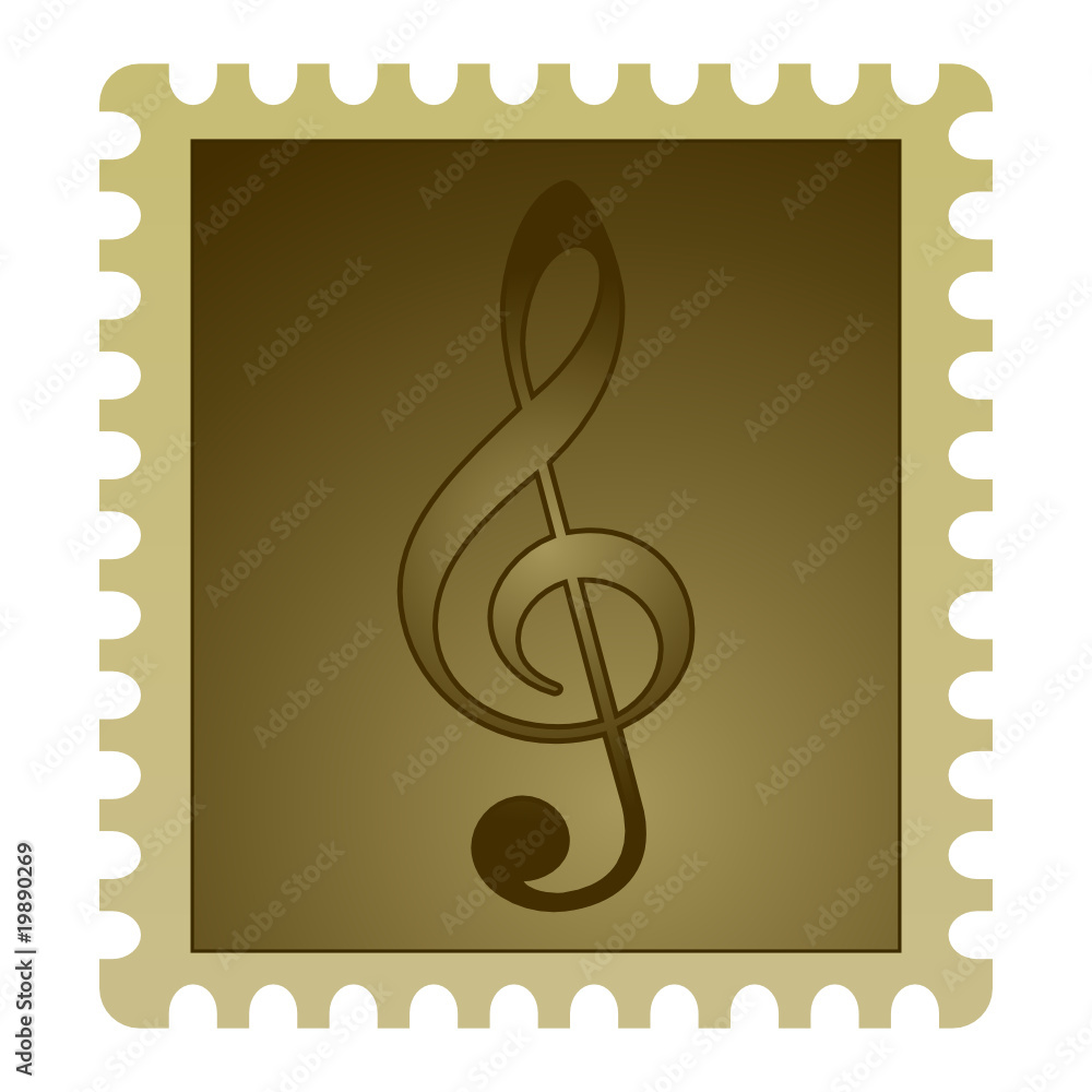 Fototapeta premium treble clef on stamp