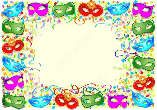 Maschere Sfondo-Carnival Background-Masques Arrière Plan-Vector