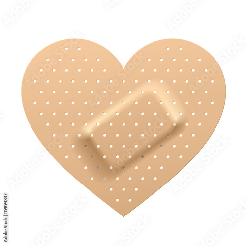 Plaster in shape of heart. Vector.
