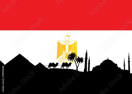 egypt landscape with national flag