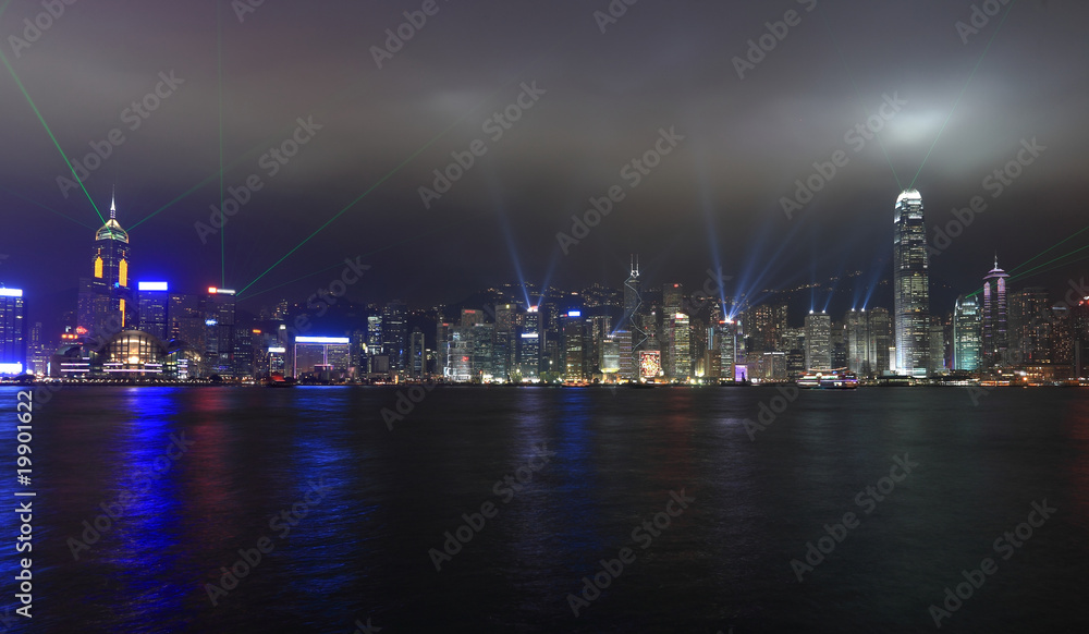 Symphony of lights show in Hong Kong at night