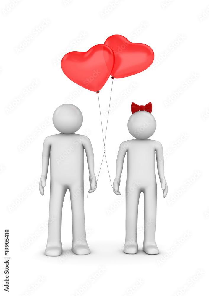 Couple with heart shaped balloons (love, valentine day series) Couple with heart shaped balloons (love, valentine day series)