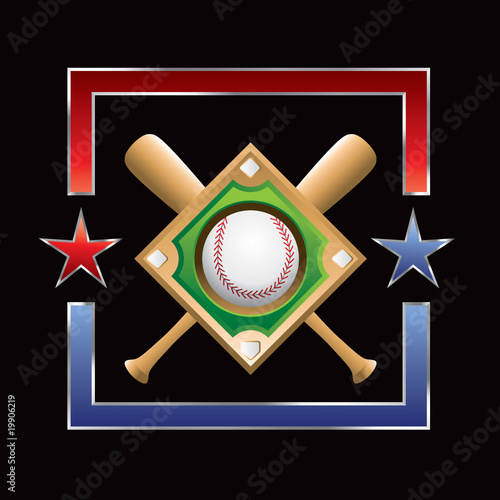 baseball diamond red and blue star frame