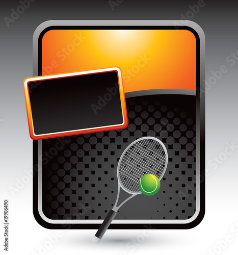 tennis racket and ball orange stylized banner