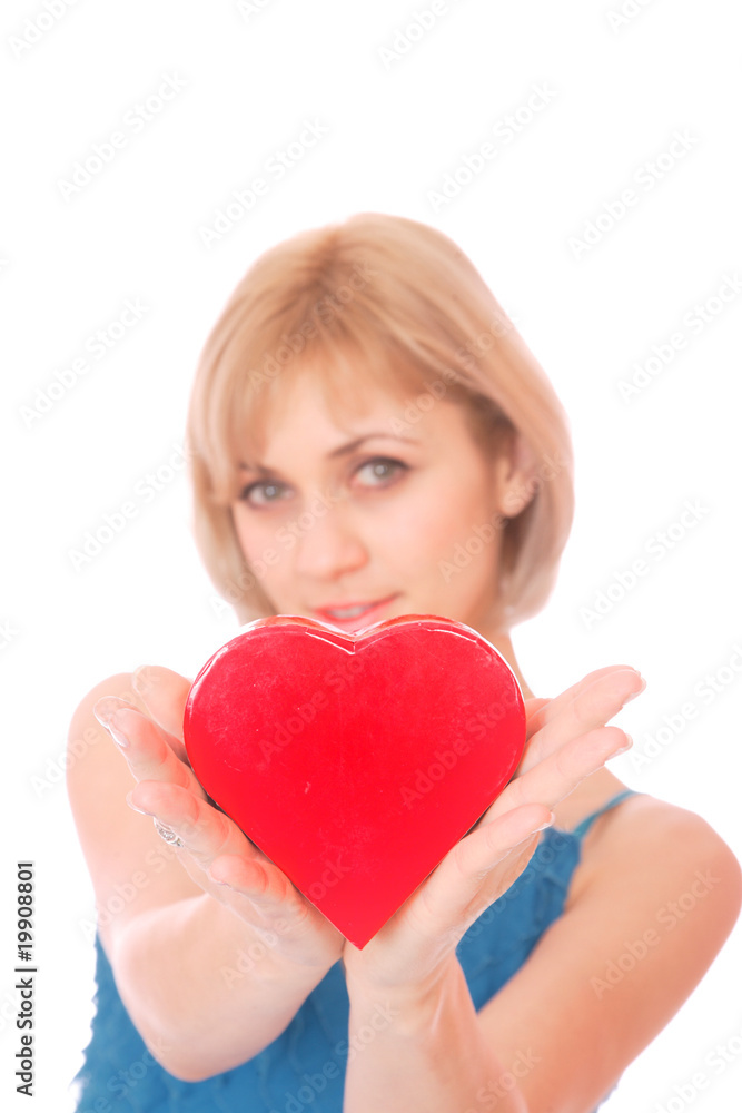 beautiful and young woman with a heart beautiful and young woman with a heart