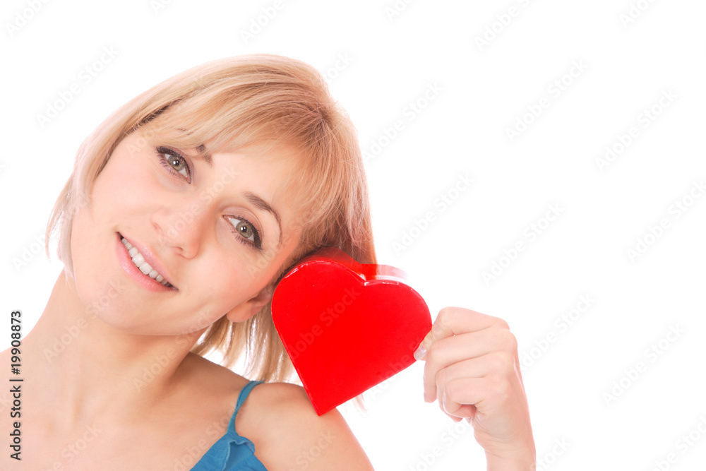 beautiful and young woman with a heart beautiful and young woman with a heart