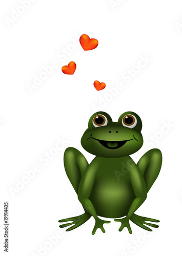 Charming frog dreaming of love. Drawn with gradient meshes.