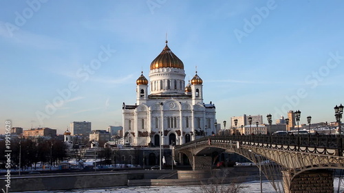 Temple of Christ the Saviour at winter sunset