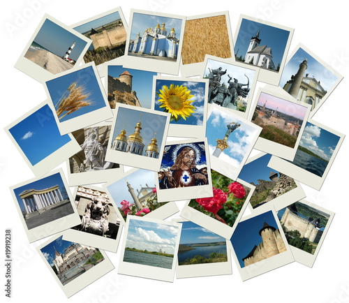 Stack of polaroid shots with Ukrainian landmarks