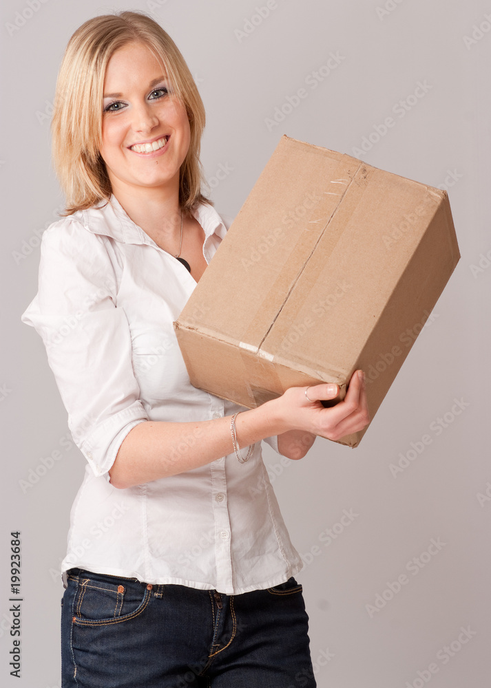 Happy Young Woman with box Happy Young Woman with box