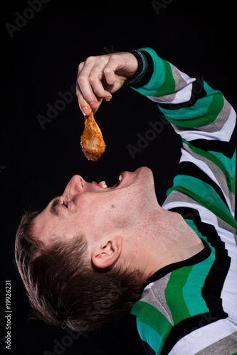 Eating chicken