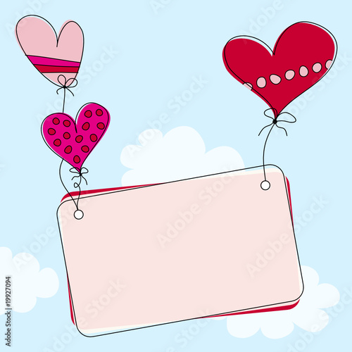 3 Herzluftballons & Schild