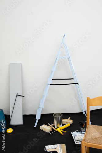 A ladder and equipment