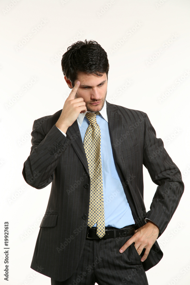 pensive young business man portrait in white background pensive young business man portrait in white background