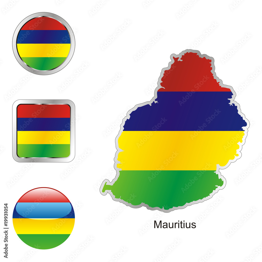 vector flag of mauritius in map and web buttons shapes vector flag of mauritius in map and web buttons shapes