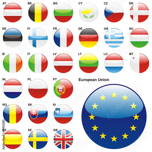 vector illustration of all flags of the EU