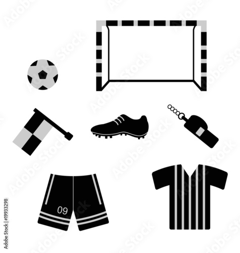 diferentes objetos relacionados con el futbol