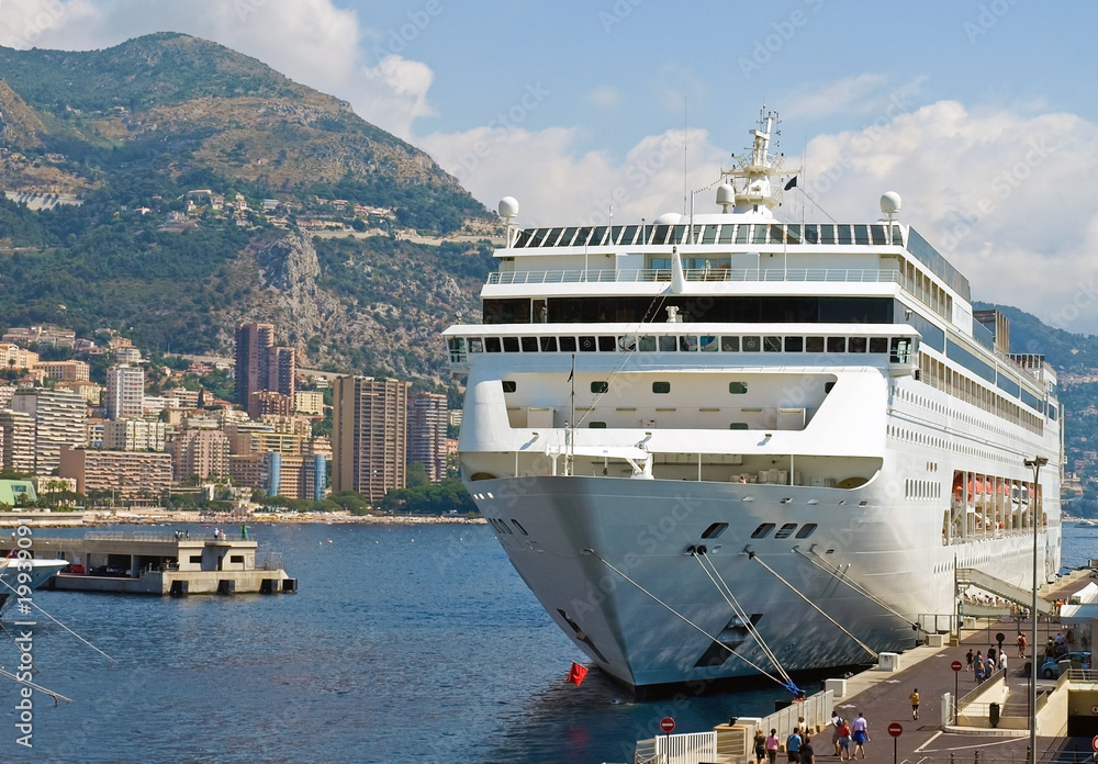 Luxury cruise ship in sea port of Monte-Carlo, Monaco.