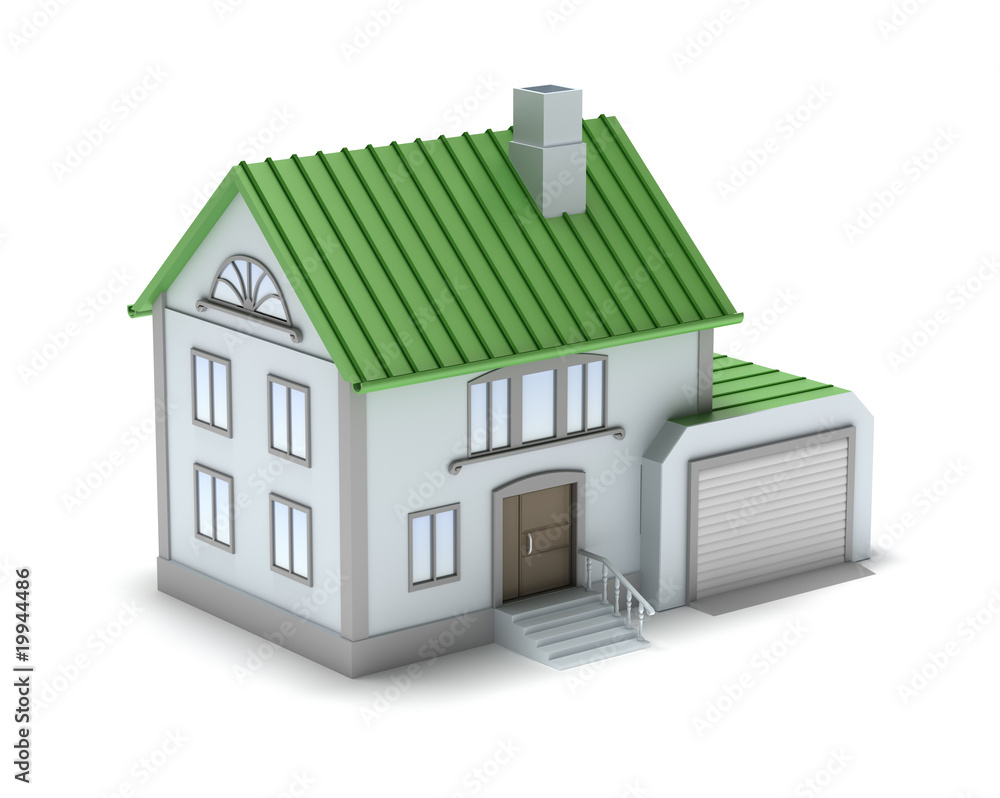 Small family house. 3D image. Isolated on white. Small family house. 3D image. Isolated on white.