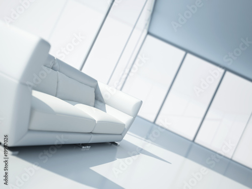 modern white leather sofa i...
