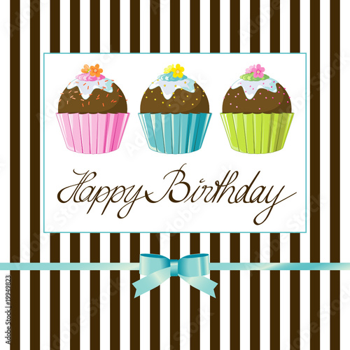 Happy Birthday-Muffins mit Schleife