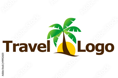 Travel agent logo: palm and sun