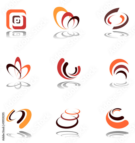 Design elements in warm colors. Set 5.