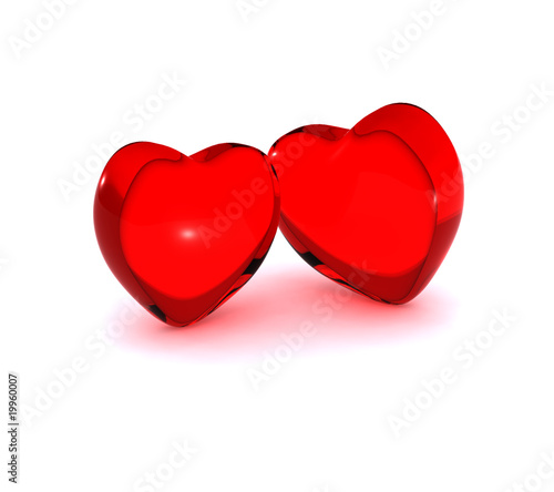 Two red hearts. © Cherkas