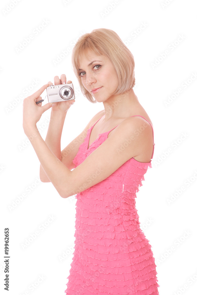 woman talking a picture with a digital camera woman talking a picture with a digital camera