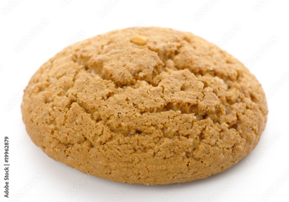 Single yellow cookie on white background