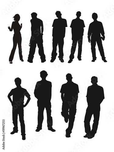 vector silhouette young people