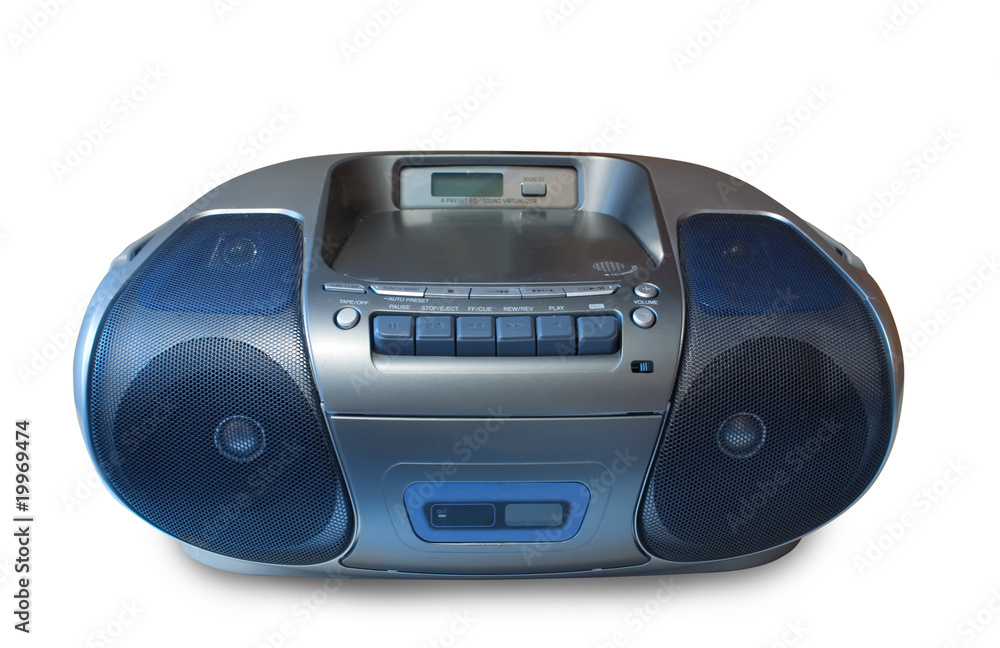 one tape-recorder on the white one tape-recorder on the white