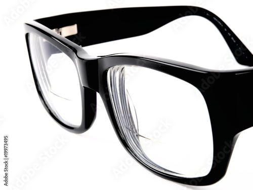 Black retro eyeglasses.