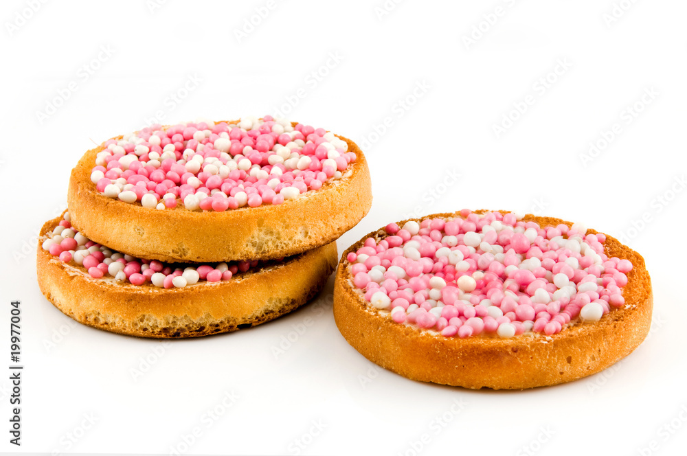 Rusk with pink mice a holland tradition by a birth Rusk with pink mice a holland tradition by a birth