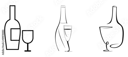 Wine bottle and glass