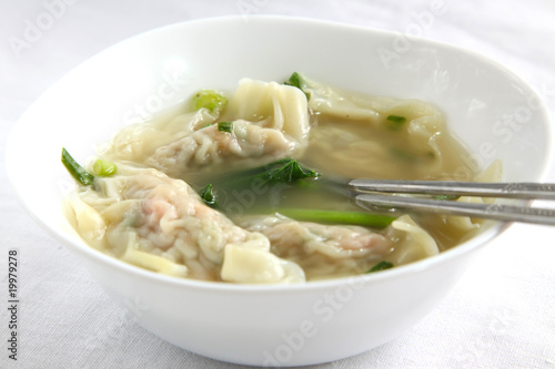 Traditional Chinese dumpling soup