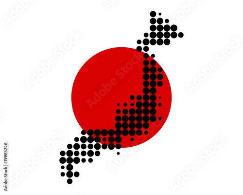 Karte und Fahne von Japan