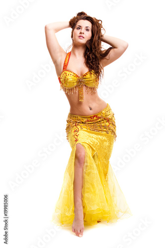 beautiful Bellydancer in golden costume