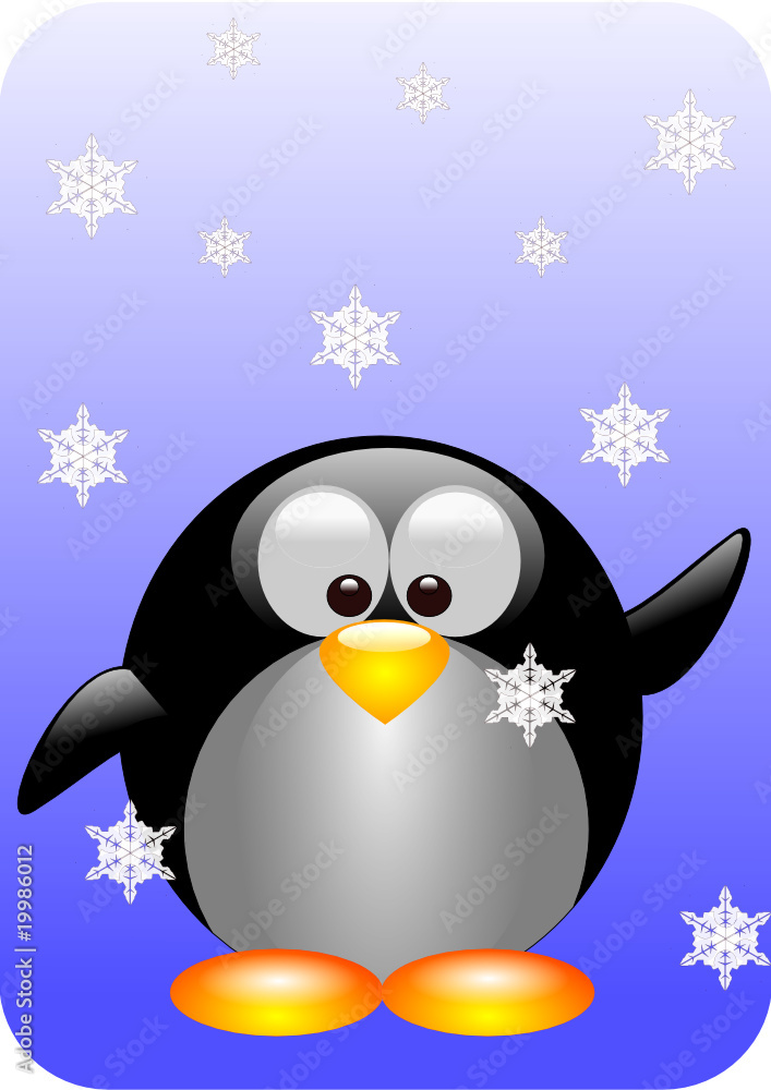 Naklejka premium Penguin in the Snow