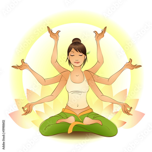 Girl meditating in a lotus pose
