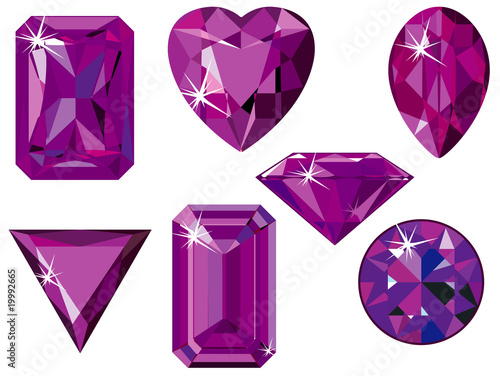 Different cut amethysts