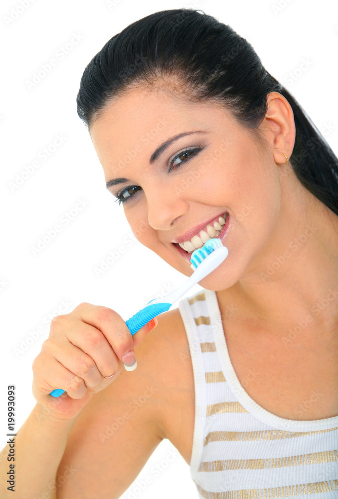 Attractive Woman Brushing Teeth Isolated Attractive Woman Brushing Teeth Isolated