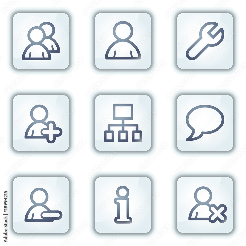 Users web icons, white square buttons series Users web icons, white square buttons series