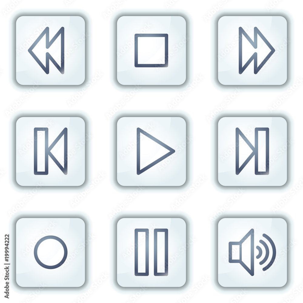 Walkman web icons, white square buttons series Walkman web icons, white square buttons series