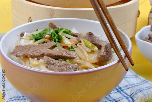 oriental style noode with organic beef photo