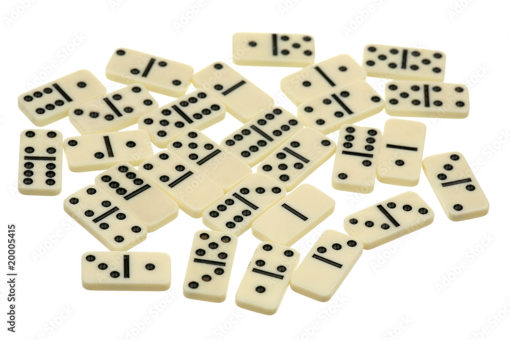 Dominoes - white dice on a white background Dominoes - white dice on a white background