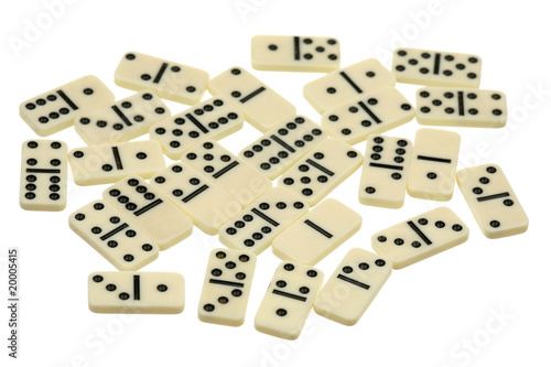 Dominoes - white dice on a white background