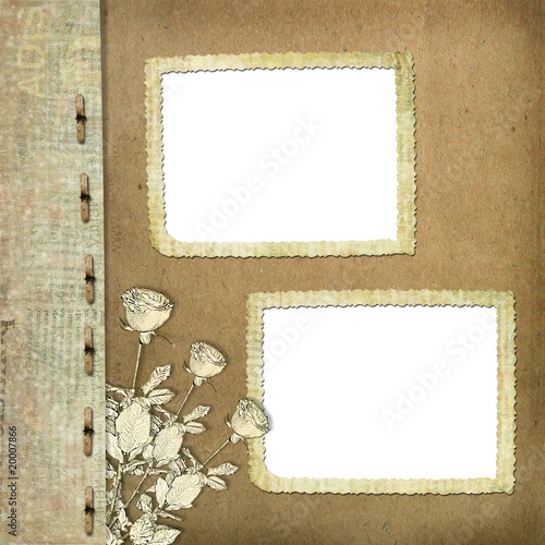 Greeting Card to holiday with roses on the newspaper background