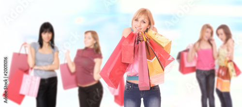 Shopping sexy girls smiling