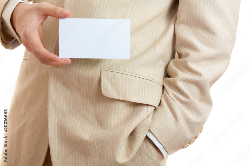 Man holding blank card Man holding blank card